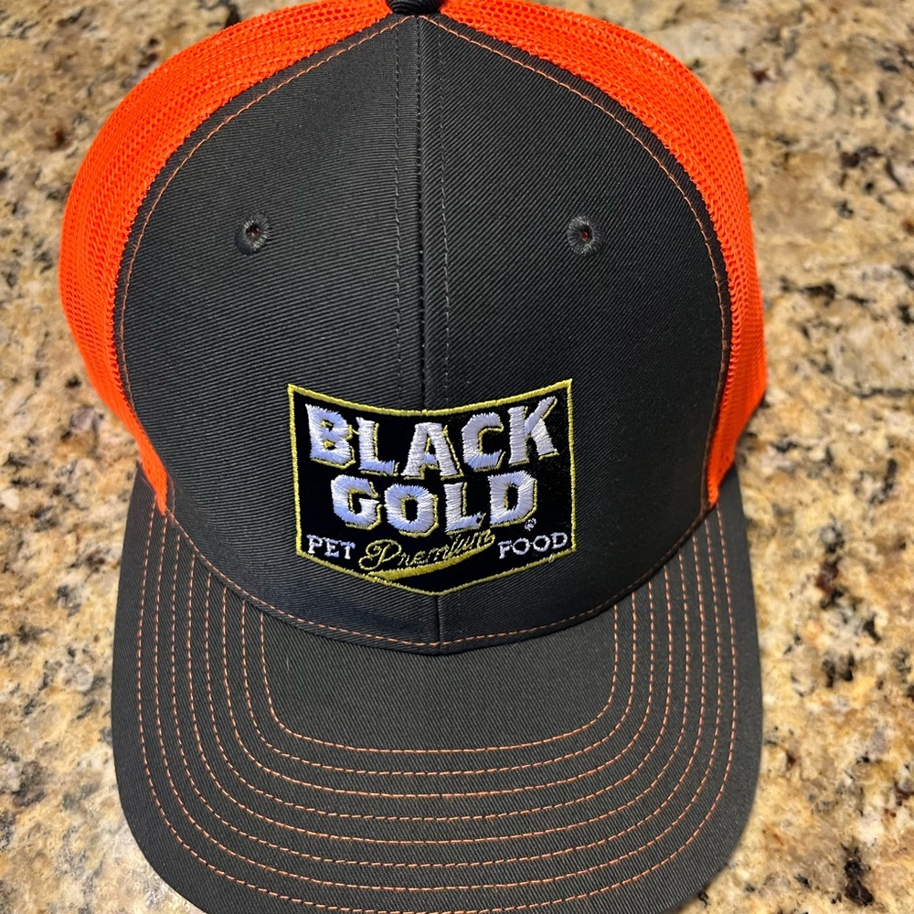 Blaze Orange Black Gold Dog Food Camo Hat